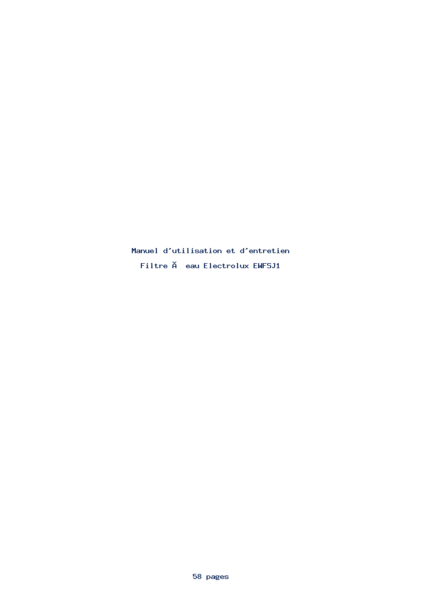 Page 1 de la notice Manuel d'utilisation et d'entretien Electrolux EWFSJ1