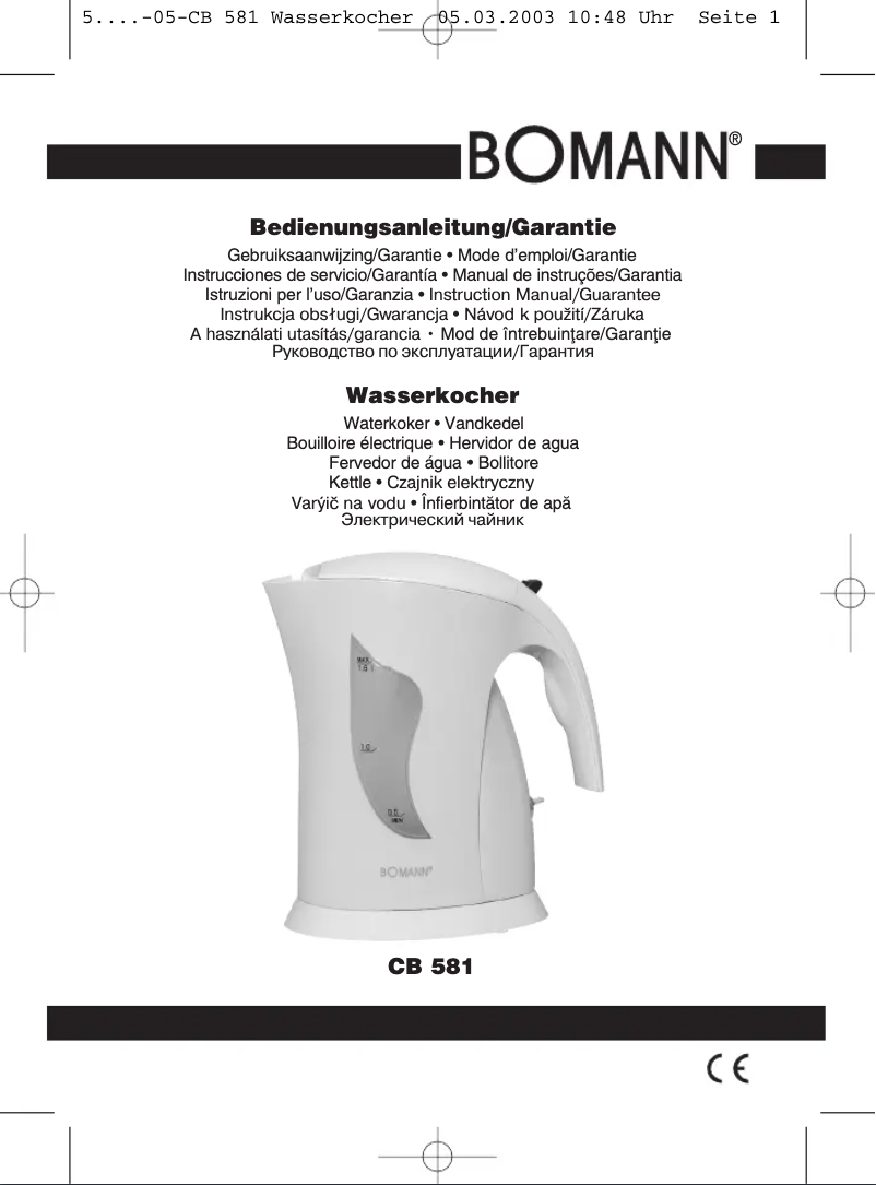 Page 1 de la notice Manuel utilisateur Bomann CB 581