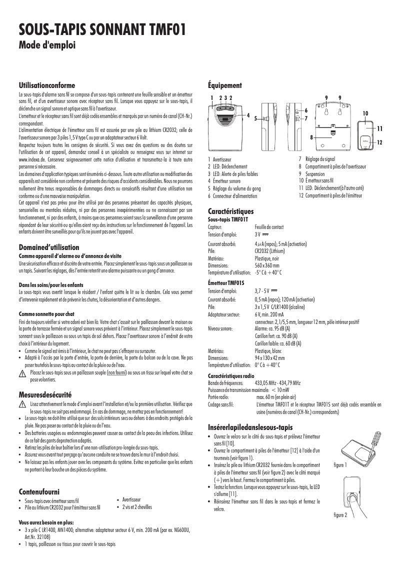 Page 1 de la notice Manuel utilisateur Pentatech TMF01