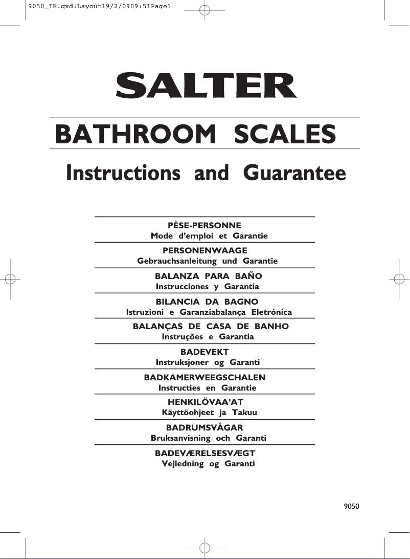 Page 1 de la notice Manuel utilisateur Salter 9050 SVBK3R Ultra Slim