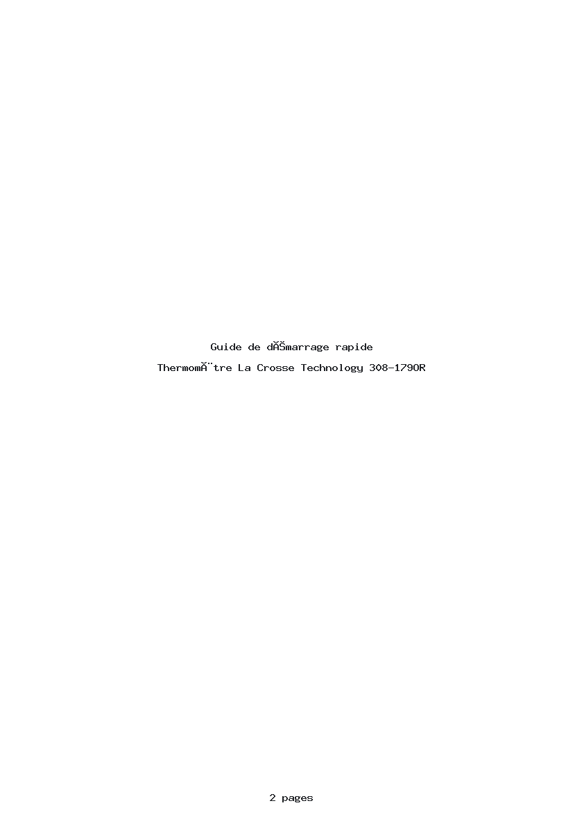 Page 1 de la notice Guide de démarrage rapide La Crosse Technology 308-179OR