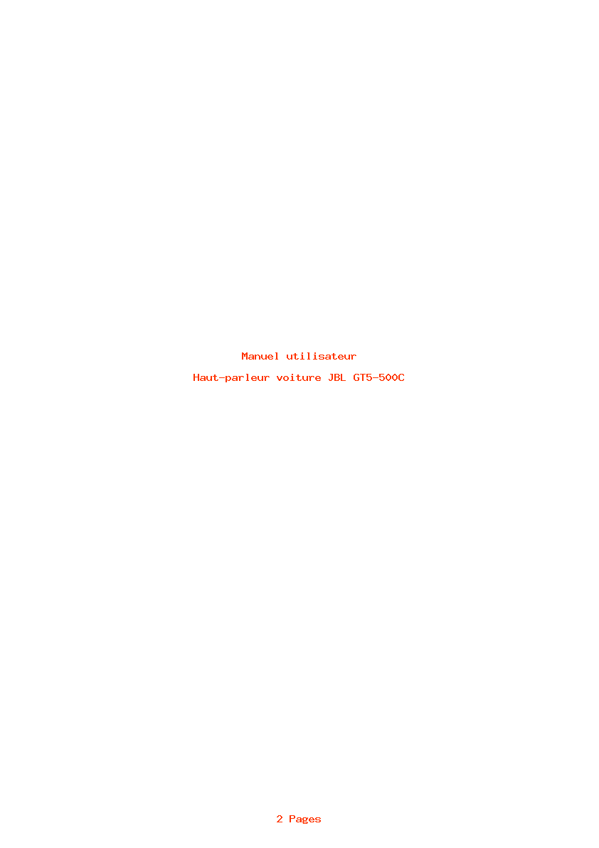 Page 1 de la notice Manuel utilisateur JBL GT5-500C