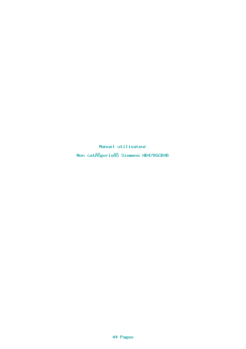 Page 1 de la notice Manuel utilisateur Siemens HB478GCB0B