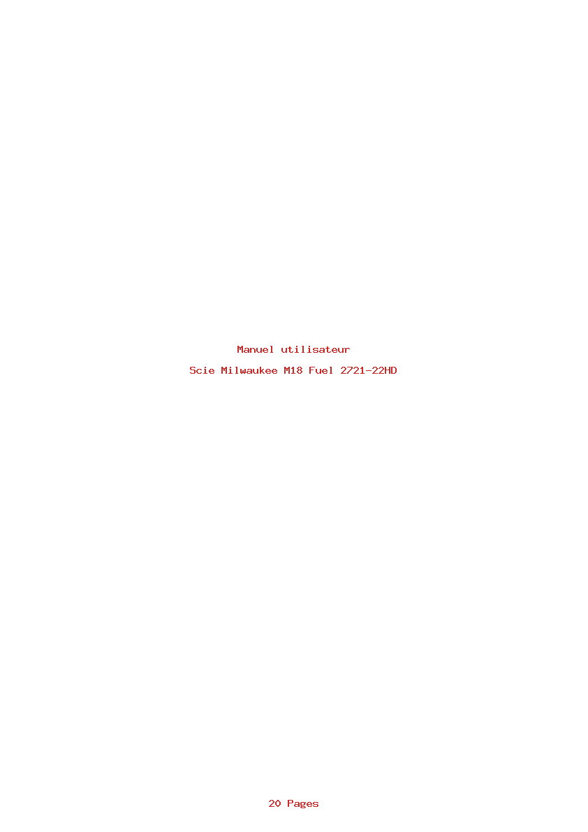 Page 1 de la notice Manuel utilisateur Milwaukee M18 Fuel 2721-22HD