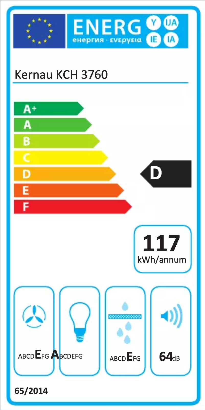 Página 1 del manual Etiqueta energética Kernau KCH 3760 BW