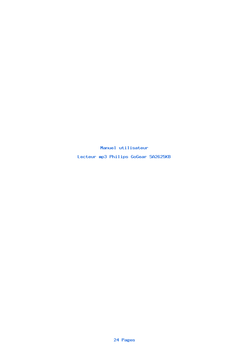 Page 1 de la notice Manuel utilisateur Philips GoGear SA2625KB