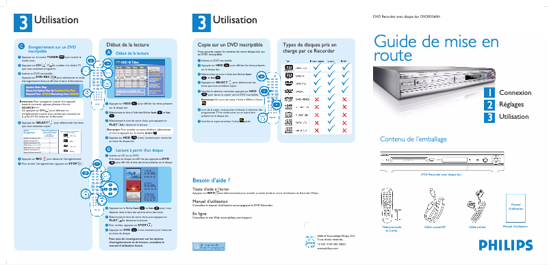 Página 1 del manual Guía de inicio rápido Philips DVDR3360H