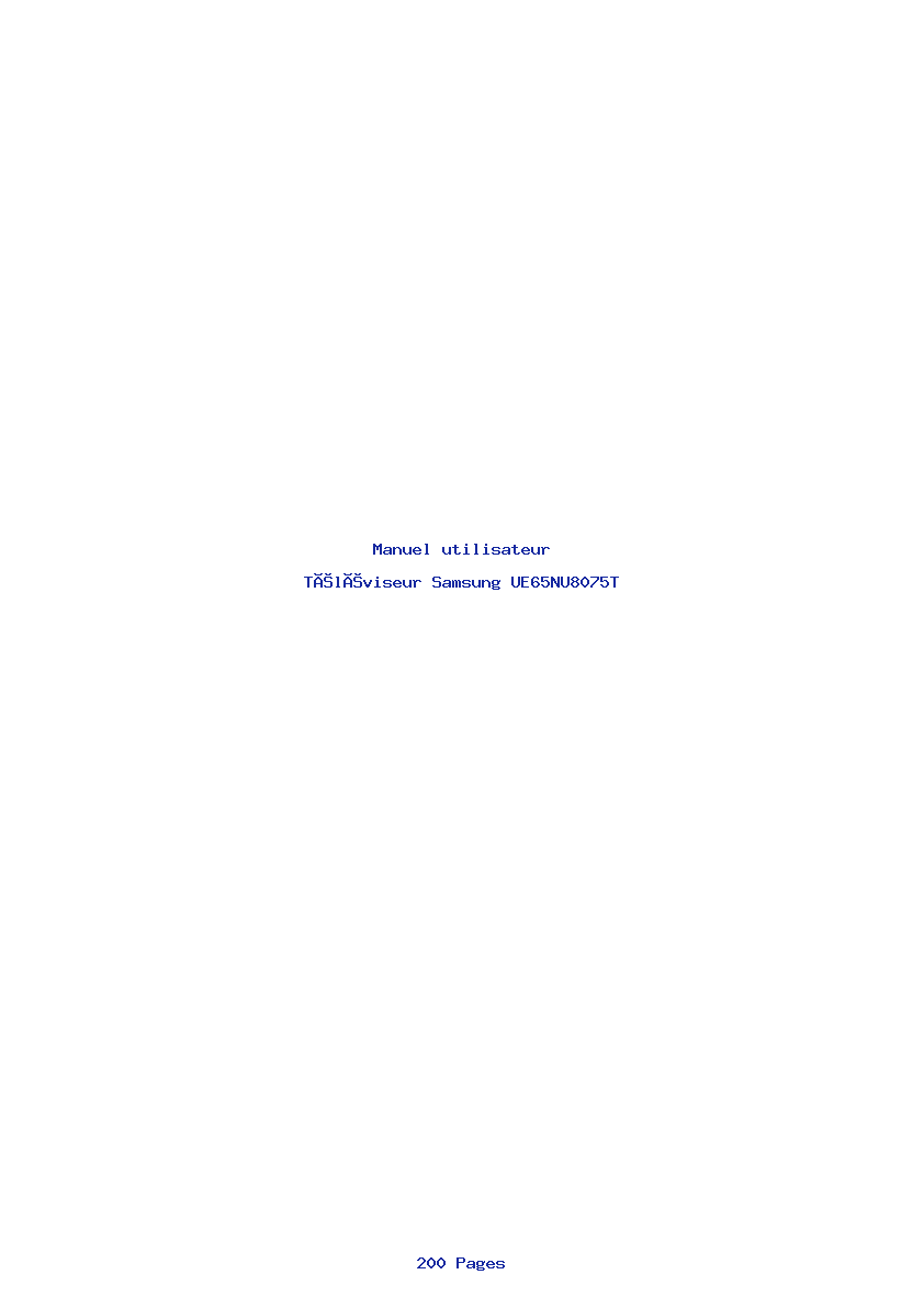 Page 1 de la notice Manuel utilisateur Samsung UE65NU8075T