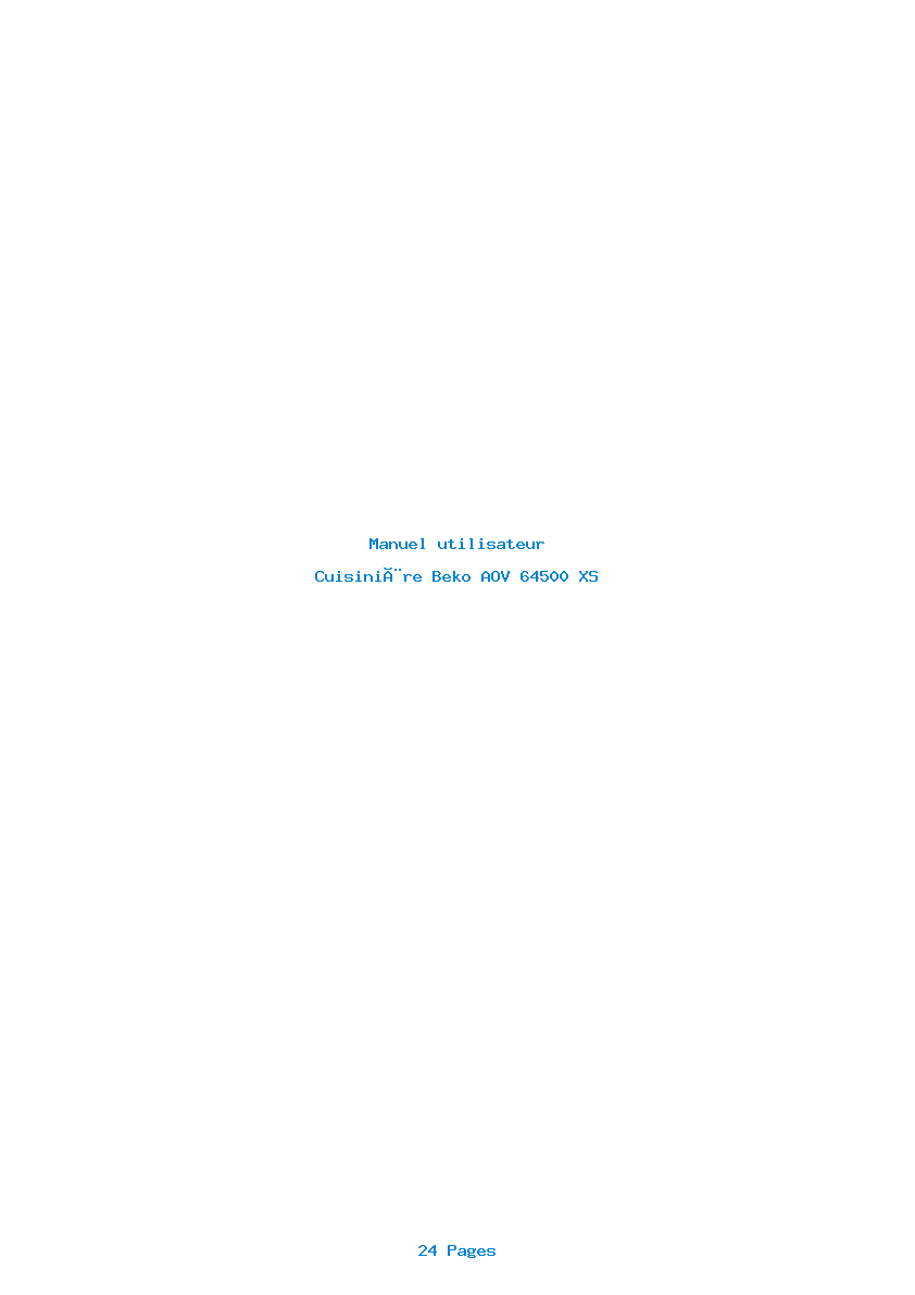 Page 1 de la notice Manuel utilisateur Beko AOV 64500 XS