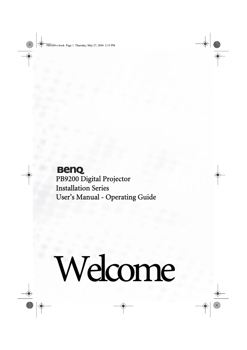 Page 1 of the manual User Manual BenQ PB9200