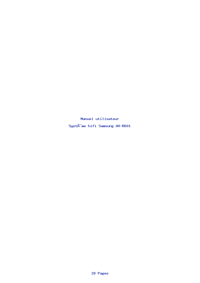 Page 1 de la notice Manuel utilisateur Samsung AV-R601