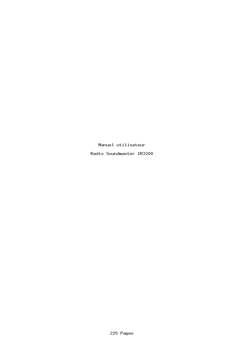 Page 1 de la notice Manuel utilisateur Soundmaster IR3200