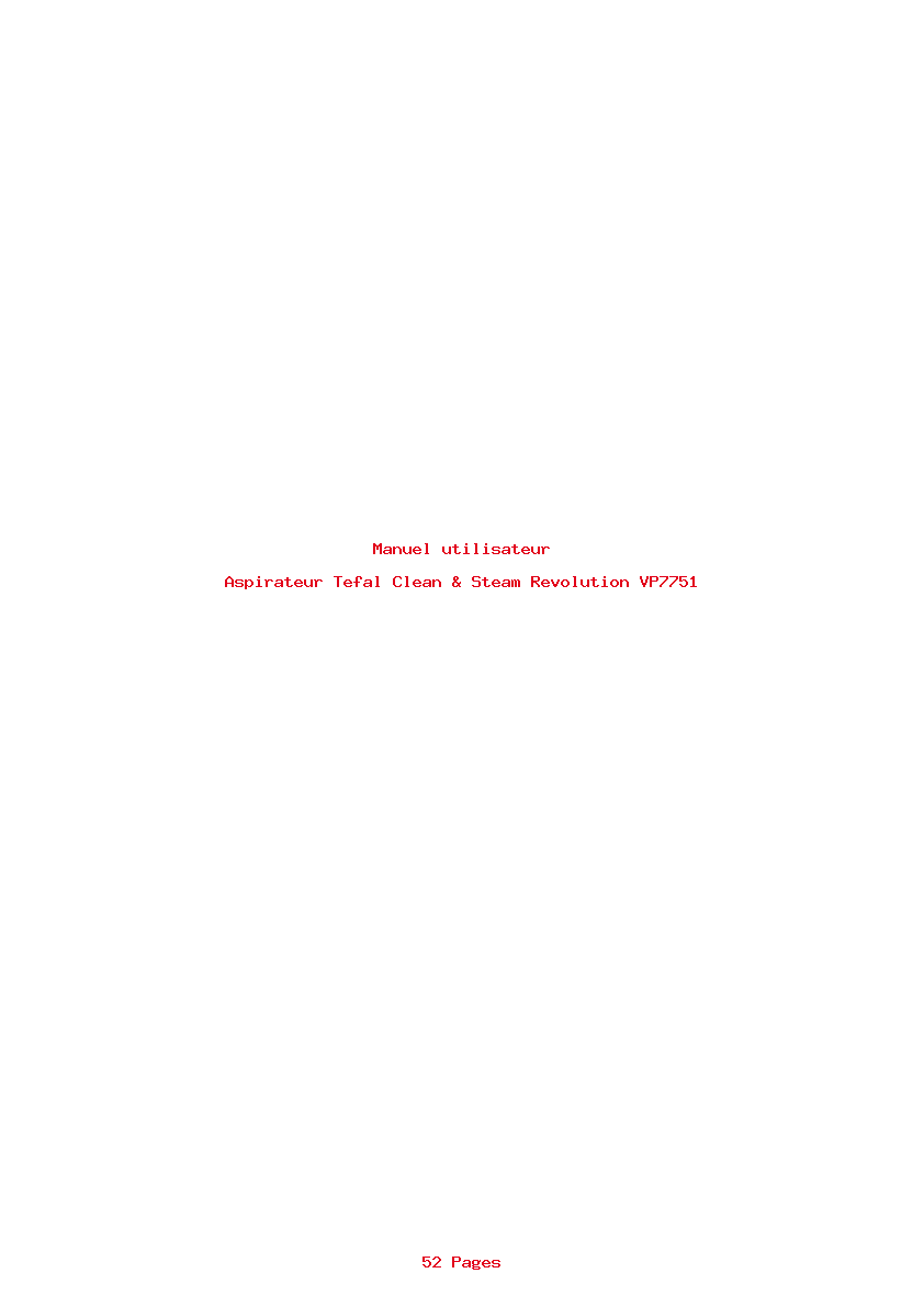 Page 1 de la notice Manuel utilisateur Tefal Clean & Steam Revolution VP7751