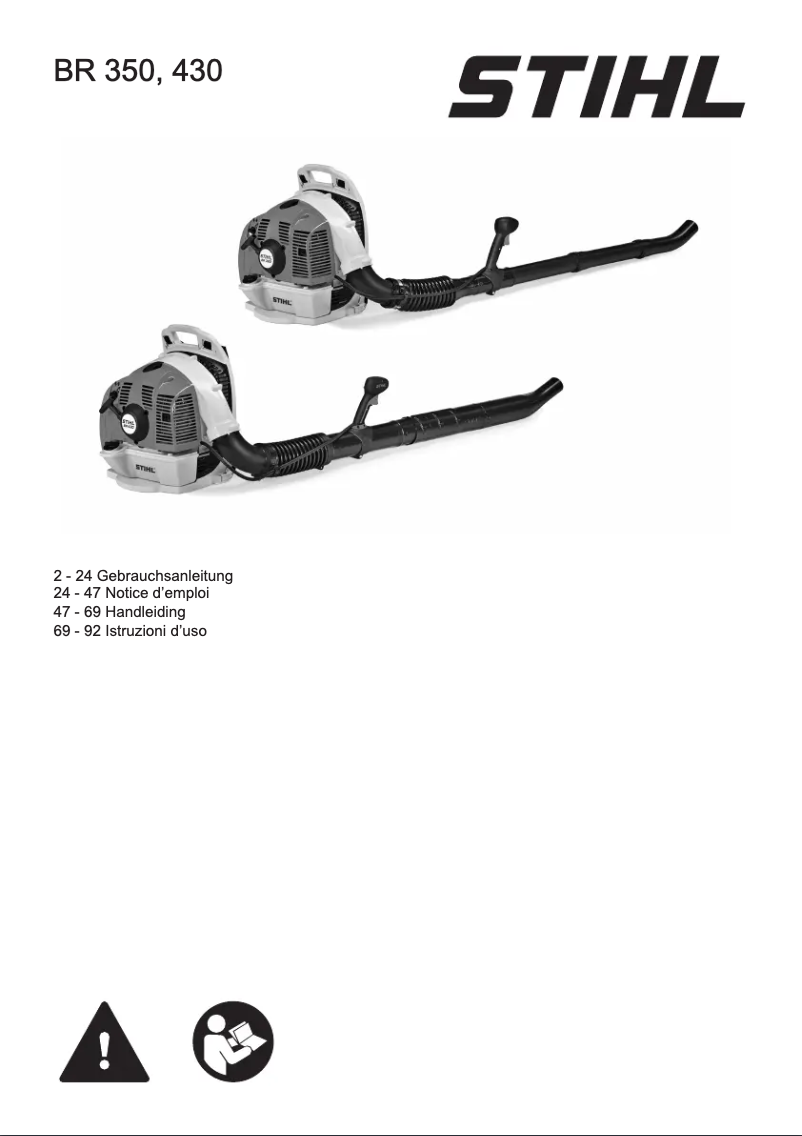 Page 1 de la notice Manuel utilisateur Stihl BR 350