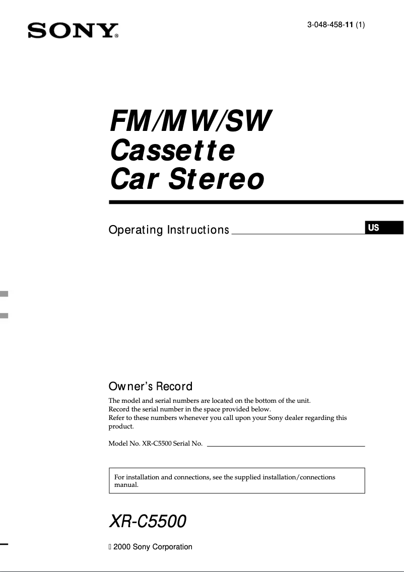 Page 1 de la notice Manuel utilisateur Sony XR-C5500