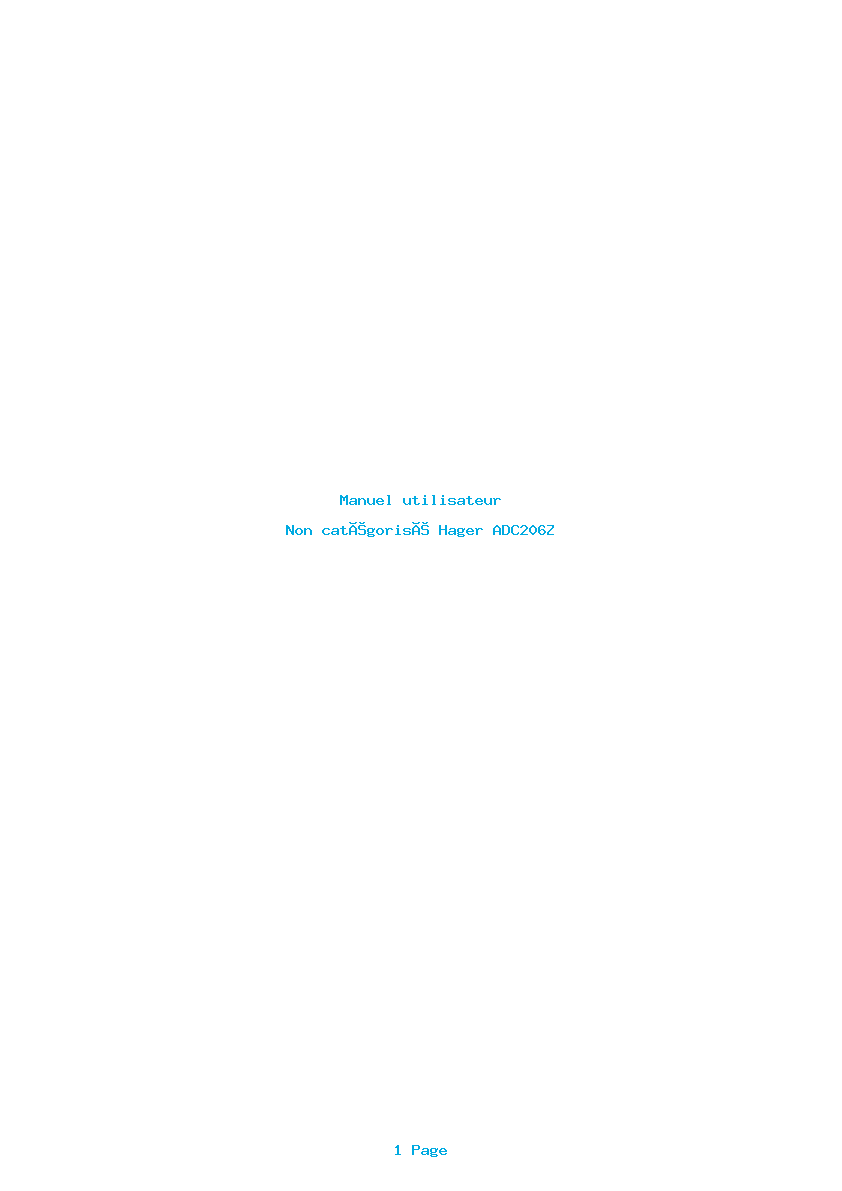 Page 1 de la notice Manuel utilisateur Hager ADC206Z