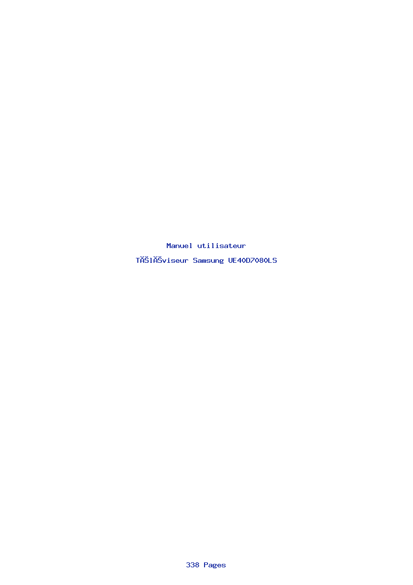 Page 1 de la notice Manuel utilisateur Samsung UE40D7080LS
