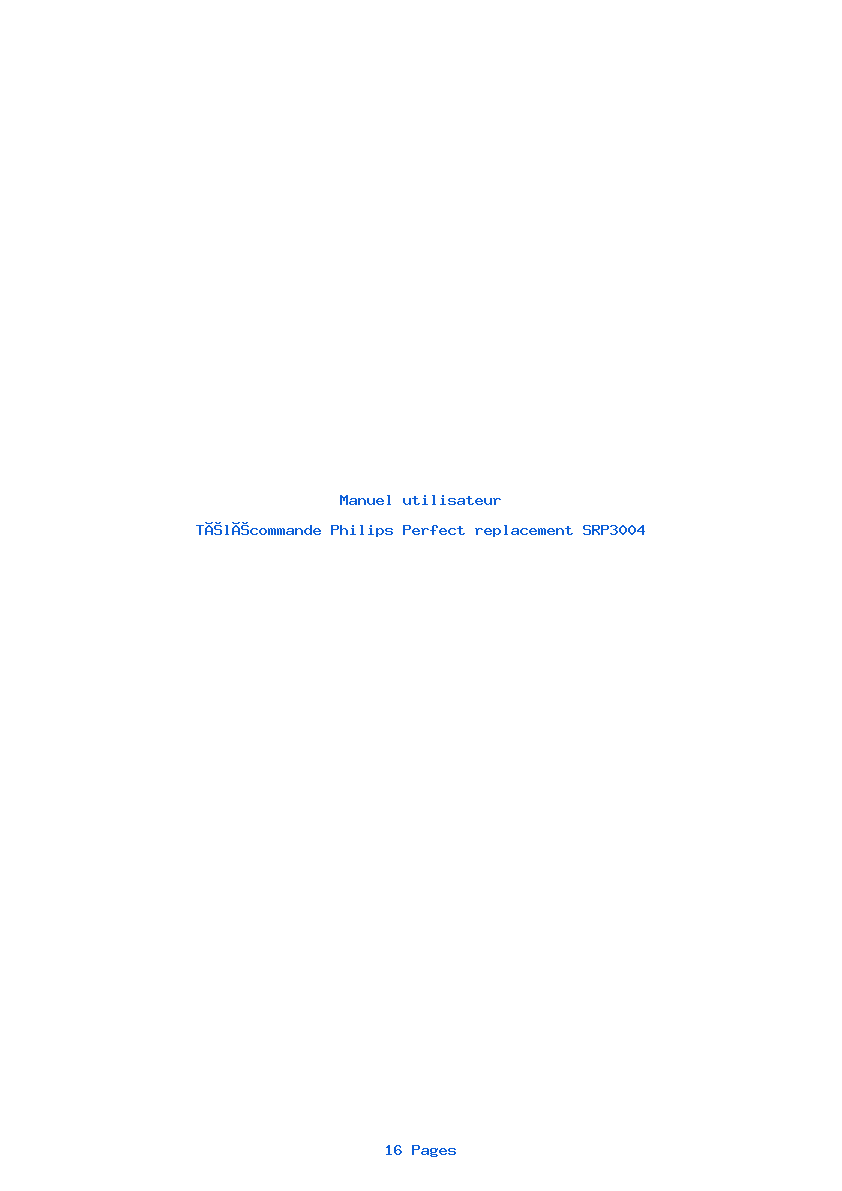Page 1 de la notice Manuel utilisateur Philips Perfect replacement SRP3004