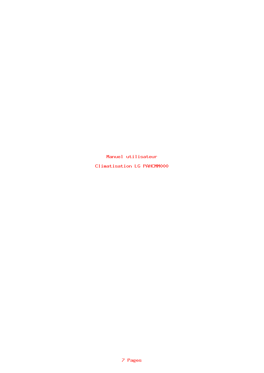 Page 1 de la notice Manuel utilisateur LG PAHCMM000