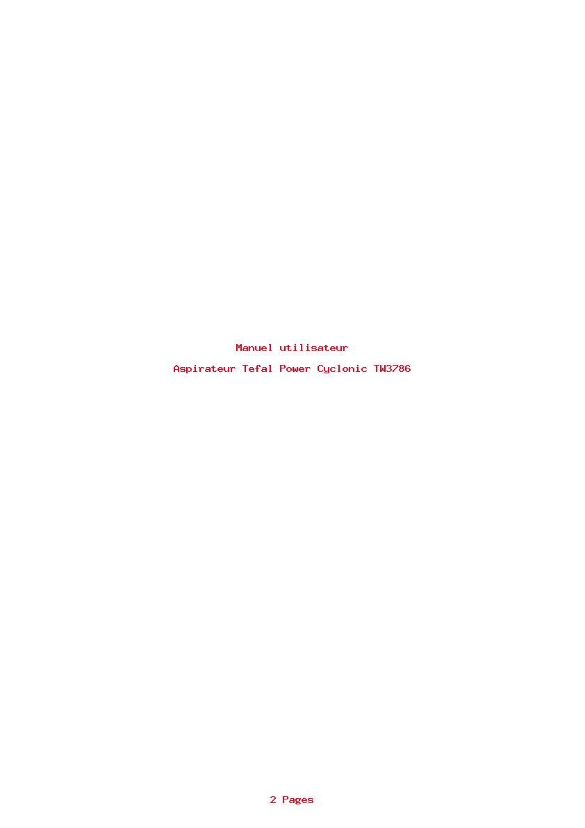 Page 1 de la notice Manuel utilisateur Tefal Power Cyclonic TW3786