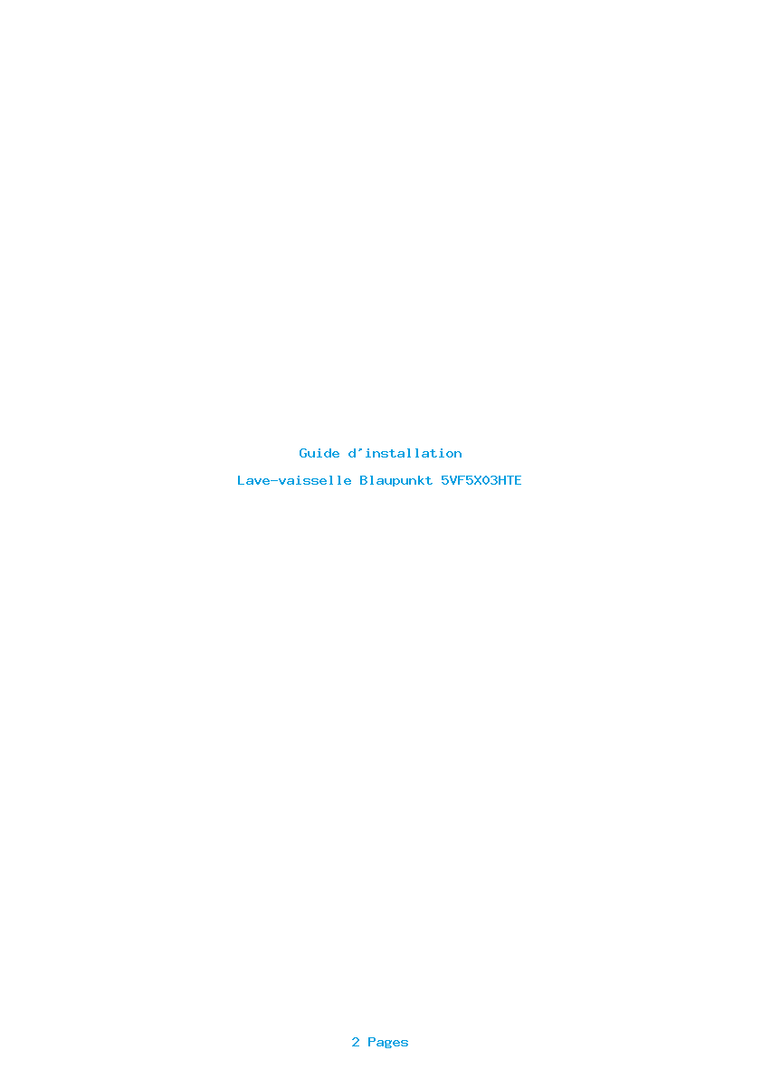 Page 1 de la notice Guide d'installation Blaupunkt 5VF5X03HTE
