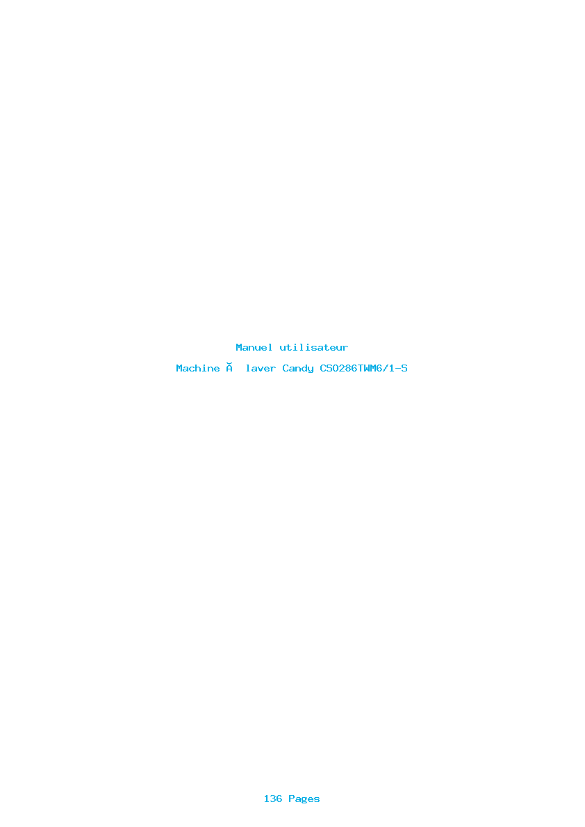 Page 1 de la notice Manuel utilisateur Candy CSO286TWM6/1-S