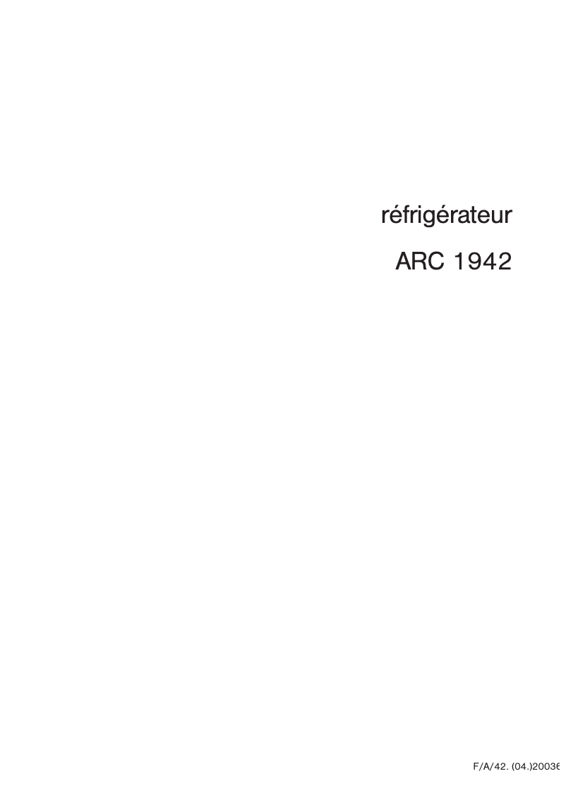 Página 1 del manual Manual de usuario Arthur Martin-Electrolux ARC1942