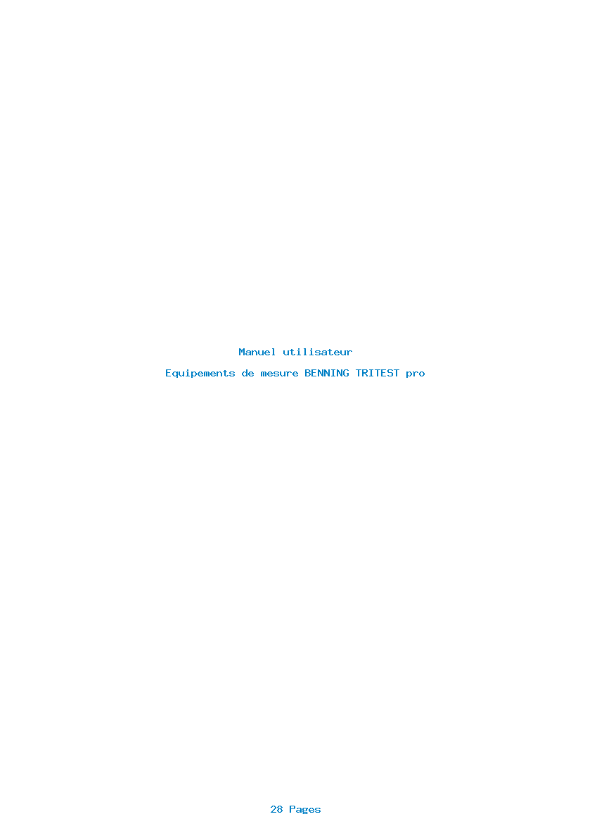 Page 1 de la notice Manuel utilisateur BENNING TRITEST pro