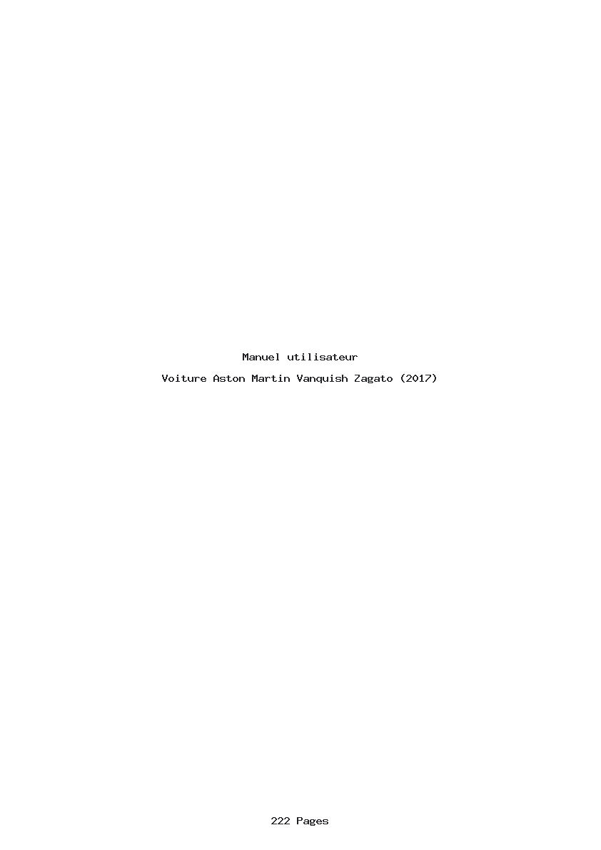 Page 1 de la notice Manuel utilisateur Aston Martin Vanquish Zagato (2017)