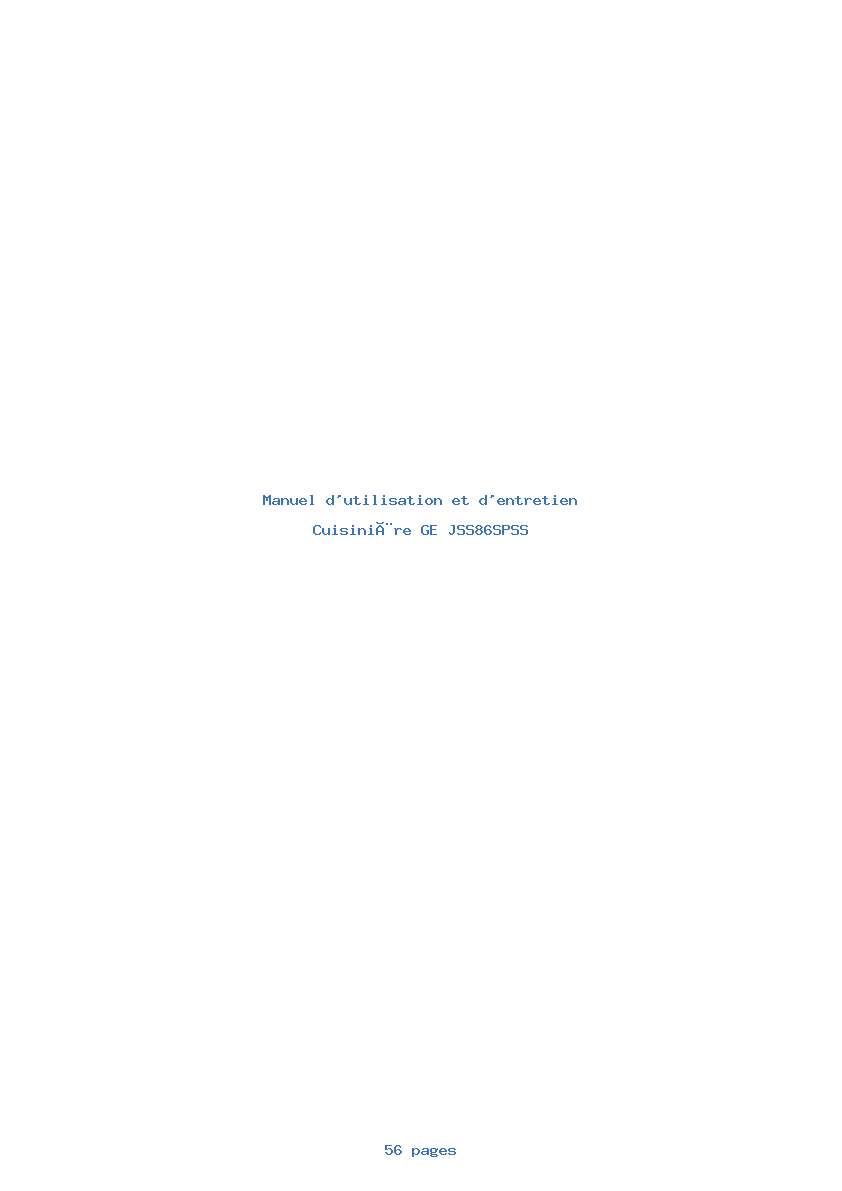 Page 1 de la notice Manuel d'utilisation et d'entretien GE JSS86SPSS