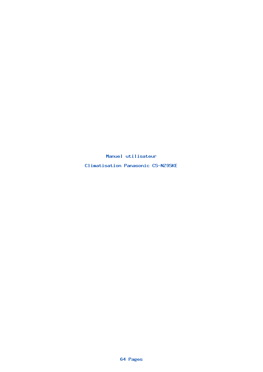 Page 1 de la notice Manuel utilisateur Panasonic CS-NZ9SKE