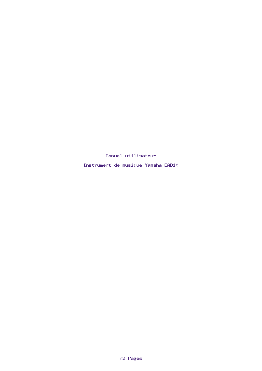 Page 1 de la notice Manuel utilisateur Yamaha EAD10