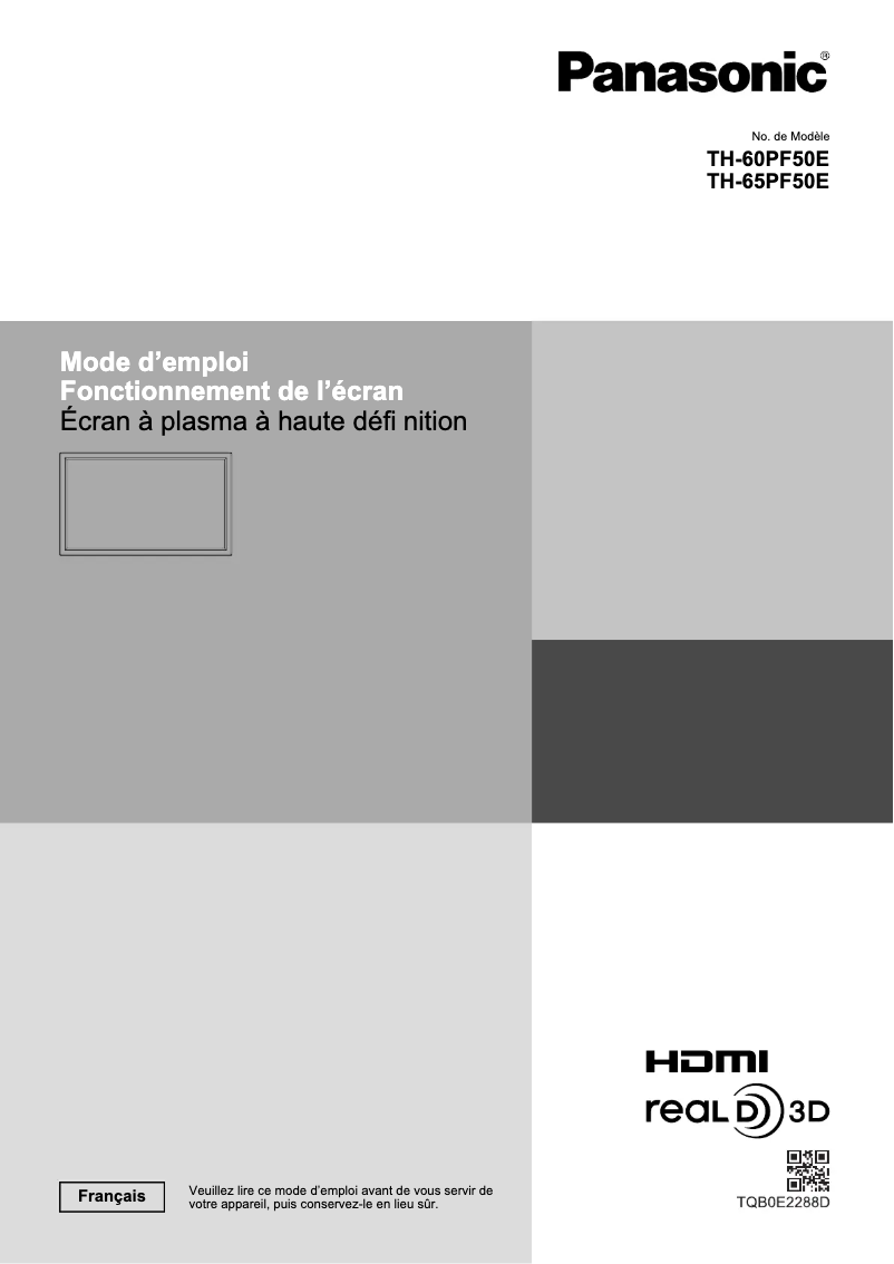 Página 1 del manual Manual de usuario Panasonic TH-65PF50E