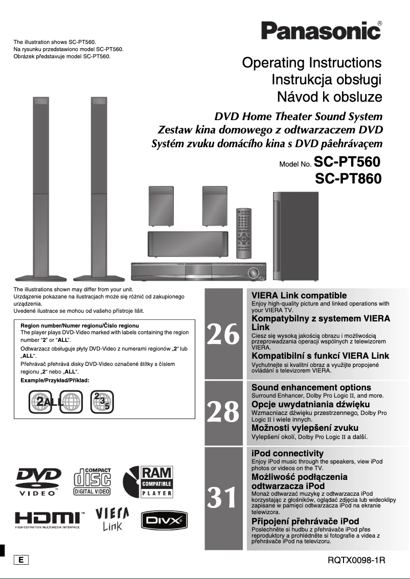 Page 1 de la notice Manuel utilisateur Panasonic SC-PT560EE-K