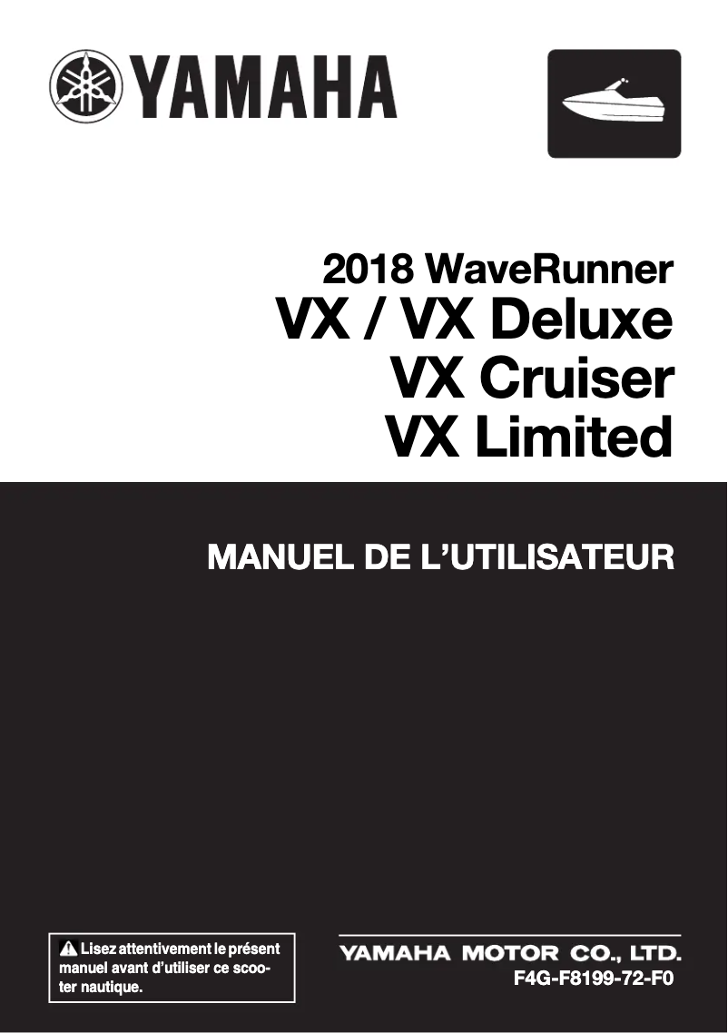 Page 1 de la notice Manuel utilisateur Yamaha WaveRunner VX Cruiser (2018)