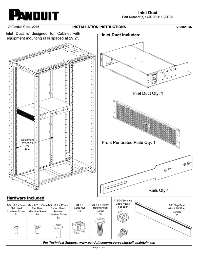Page 1 de la notice Guide d'installation Panduit CID2RU16-20DB1