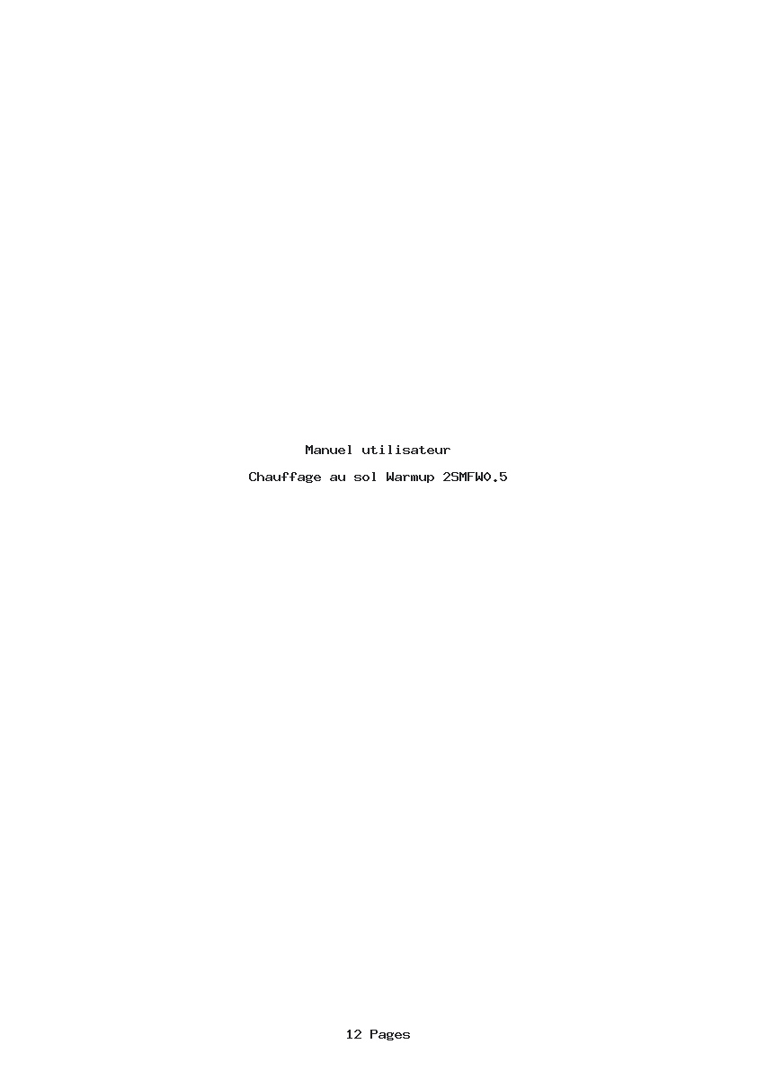 Page 1 de la notice Manuel utilisateur Warmup 2SMFW0.5