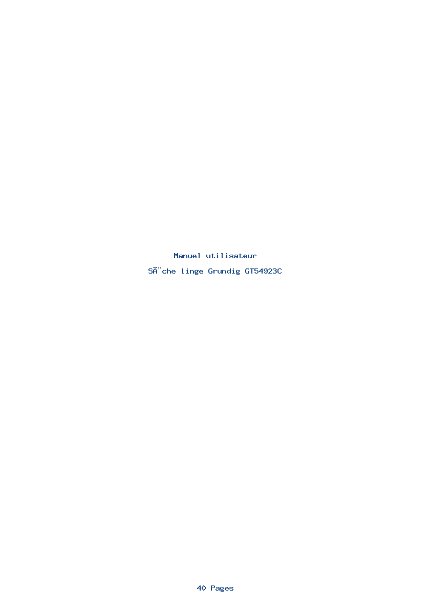 Page 1 de la notice Manuel utilisateur Grundig GT54923C