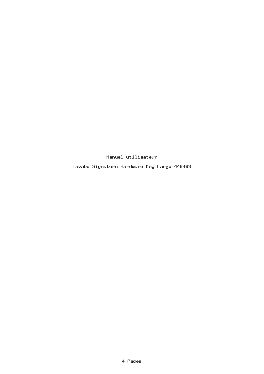 Page 1 de la notice Manuel utilisateur Signature Hardware Key Largo 446488