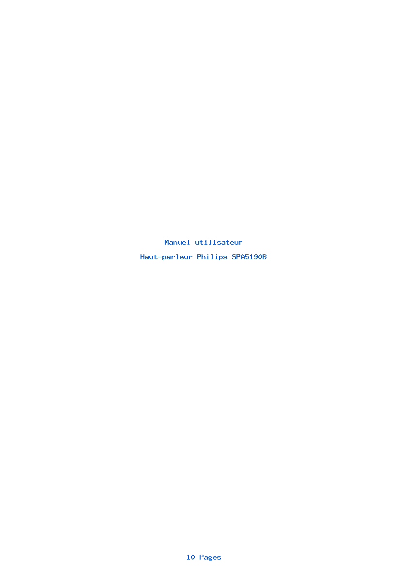 Page 1 de la notice Manuel utilisateur Philips SPA5190B