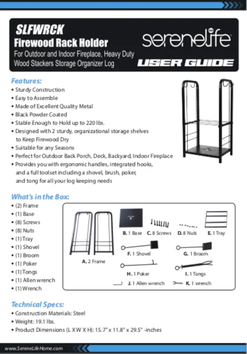 Página 1 del manual Manual de usuario SereneLife SLFWRCK