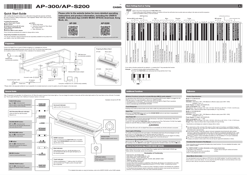 Page 1 of the manual Quick Start Guide Casio AP-300