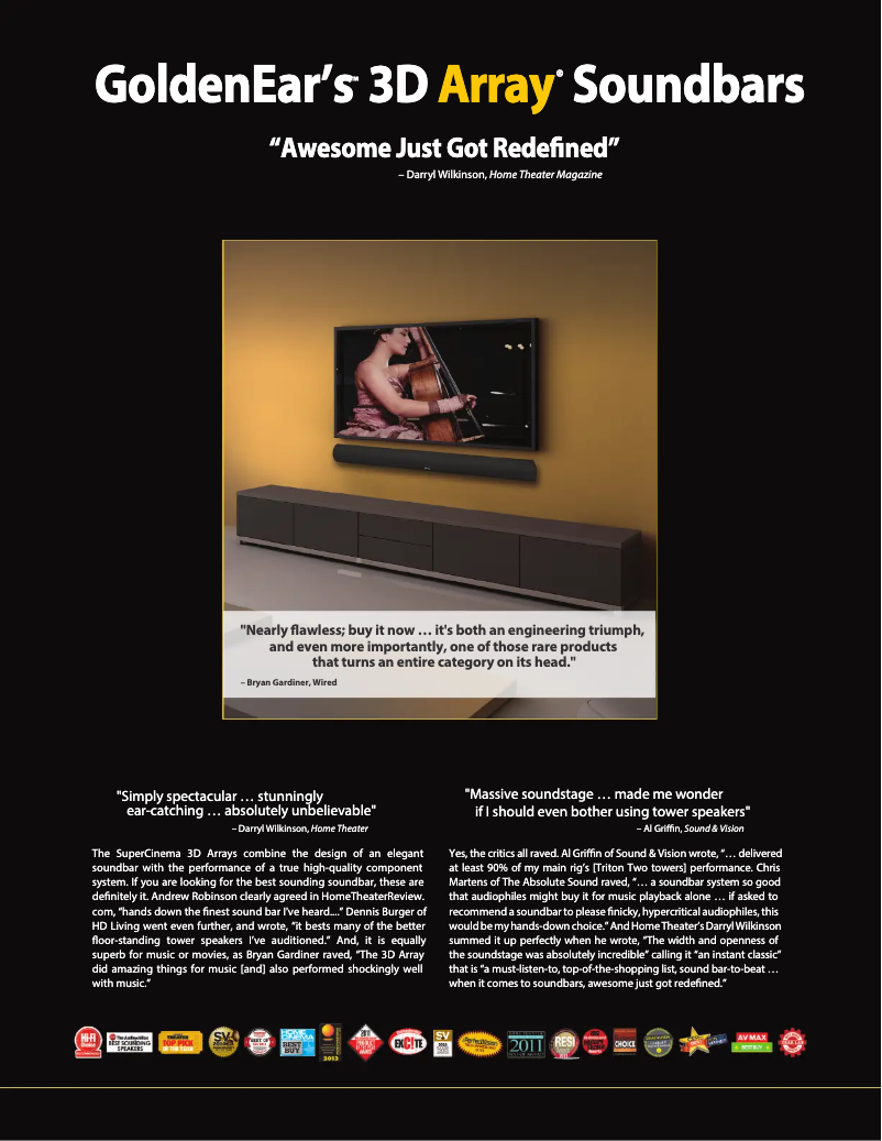 Page 1 of the manual Brochure GoldenEar SuperCinema 3D Array