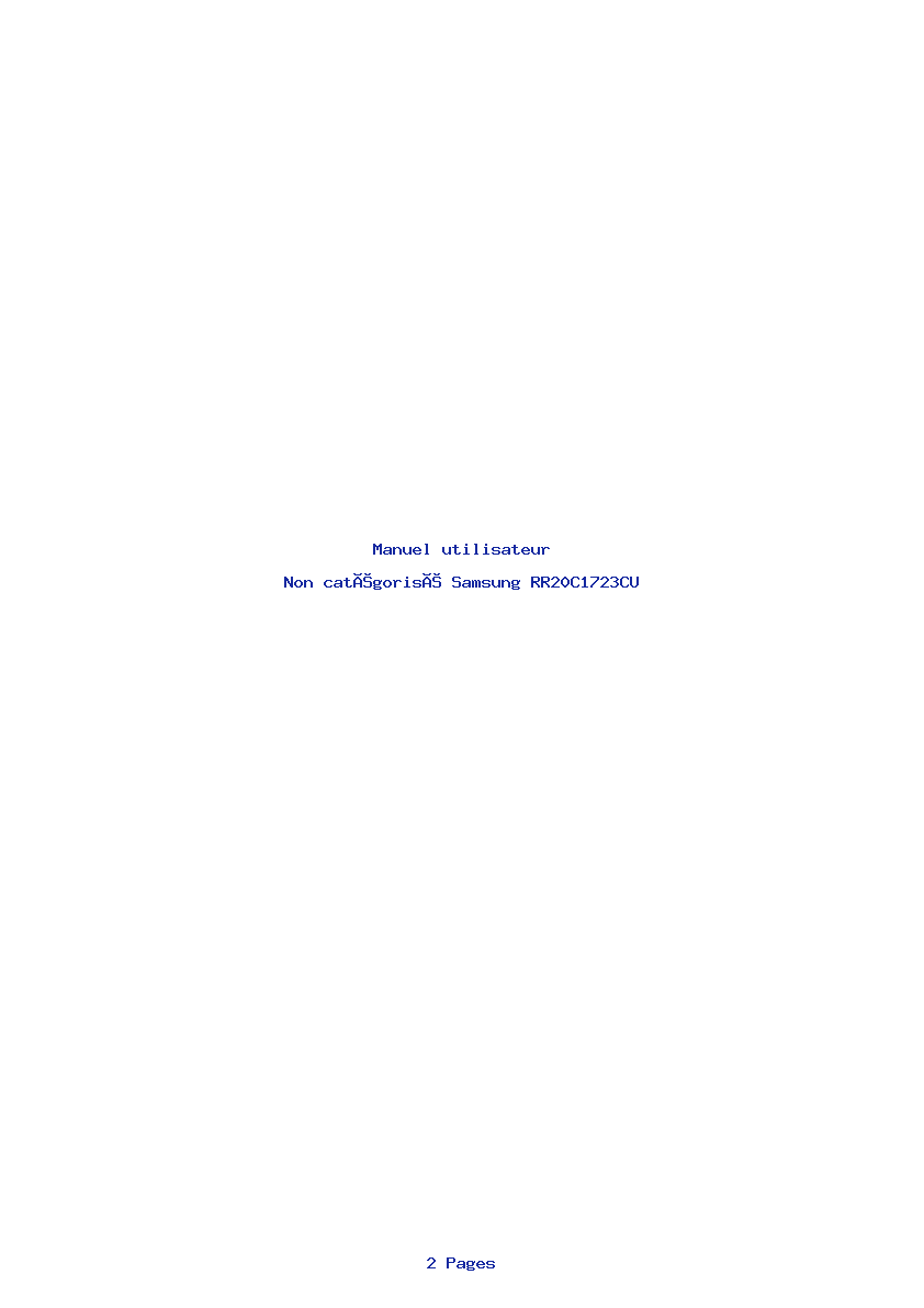 Page 1 de la notice Manuel utilisateur Samsung RR20C1723CU