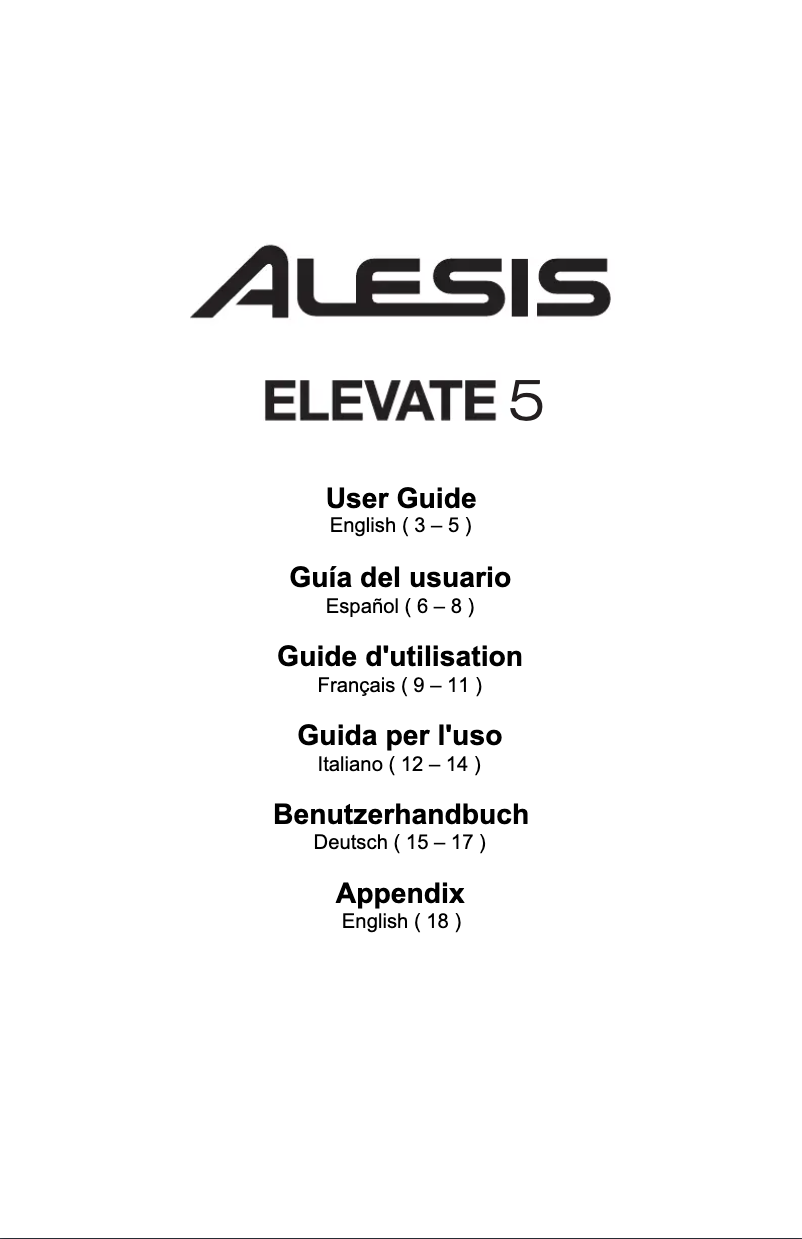 Page 1 de la notice Manuel utilisateur Alesis Elevate 5