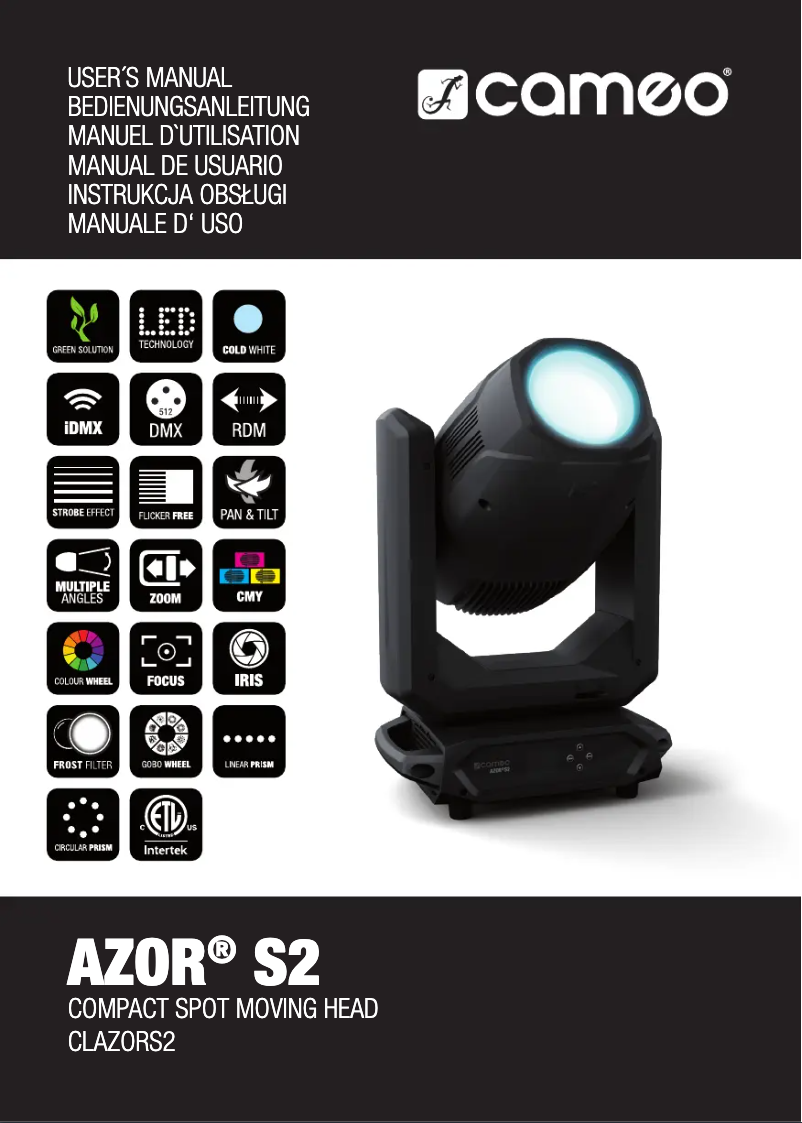 Page 1 of the manual User Manual Cameo AZOR S2