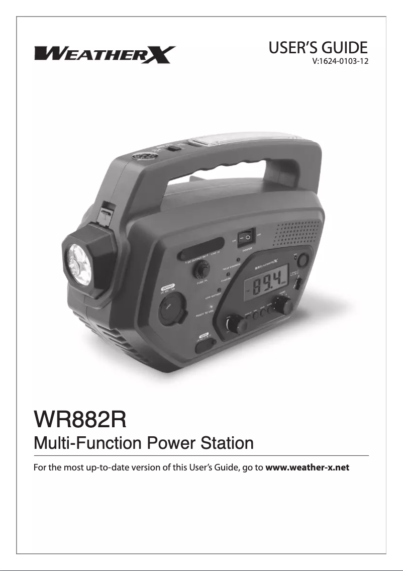 Page 1 de la notice Manuel utilisateur WeatherX WR882R