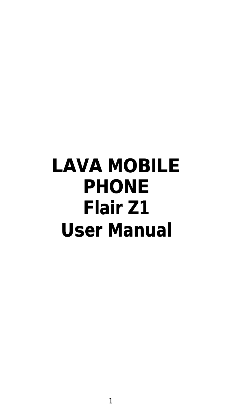 Image de la première page du manuel de l'appareil Flair Z1