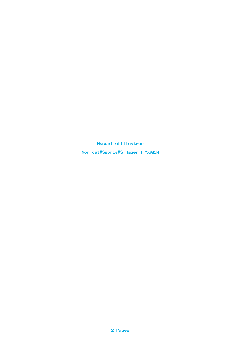 Page 1 de la notice Manuel utilisateur Hager FP53QSW