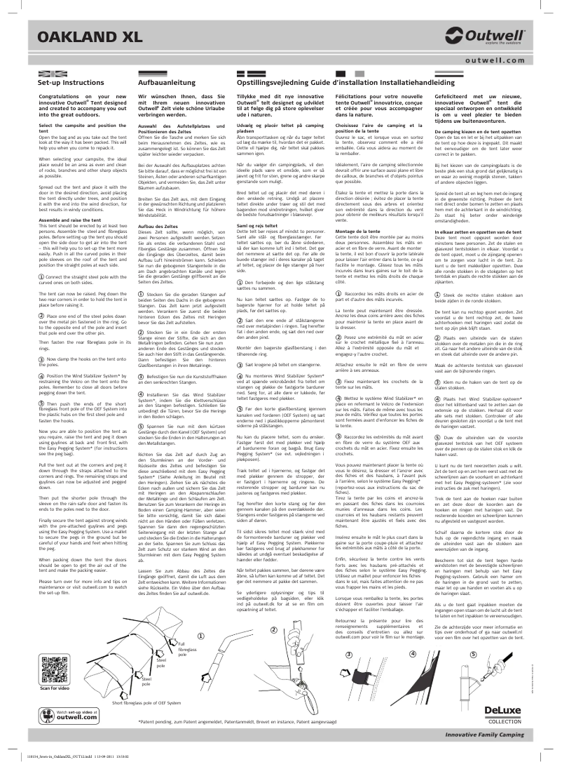 Page 1 de la notice Manuel utilisateur Outwell DeLuxe Green Oakland XL